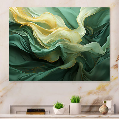 Green And Yellow Harmonious Chaos I - Abstract Collages Metal Wall Art MT137297