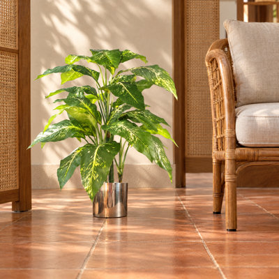 100 cm H Faux evergreen and Elephant Ear Plant in Plastic Pot Liner