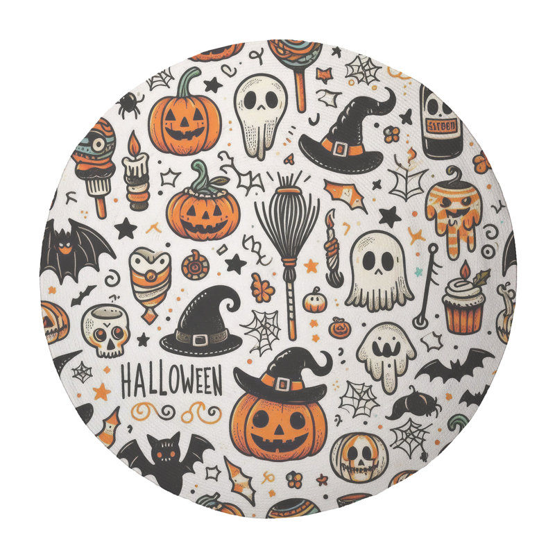Tapis tressé Kawaii Haunts, Rond 5 pi