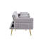 Canapé d'appoint moderne rembourré rembourré avec poche latérale, canapé-lit pliant avec accoudoirs rabattables, dossier réglable et pieds en métal doré pour le salon