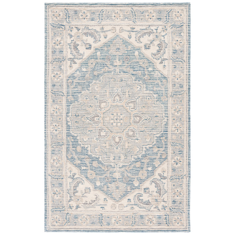 Tapis bleu / ivoire Metro 617, Rectangle 8 pi x 10 pi