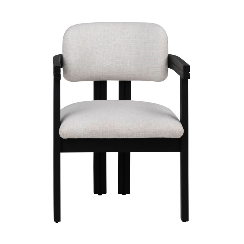 Nathaniel Polyester Blend Upholstered Dining Chair, Off-White Boucle/Natural