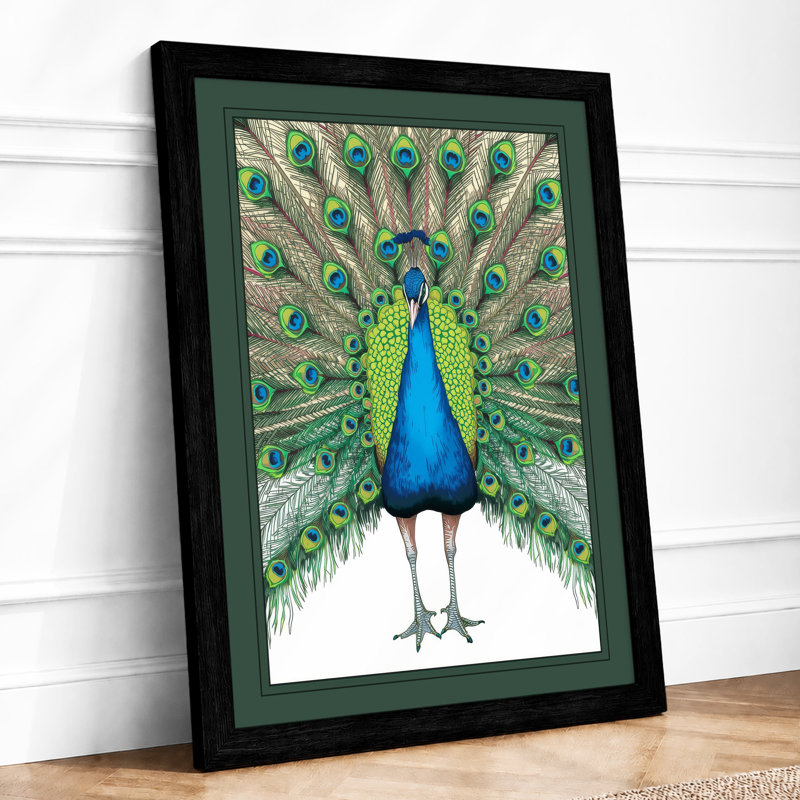 Peacock Plumage Boho - Framed Print, A1 - 84.1 x 59.4 cm, Black