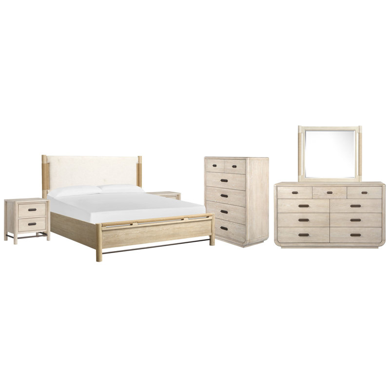 Commode à 2 tiroirs avec miroir de paysage et commode 5 tiroirs Regulski, Grand