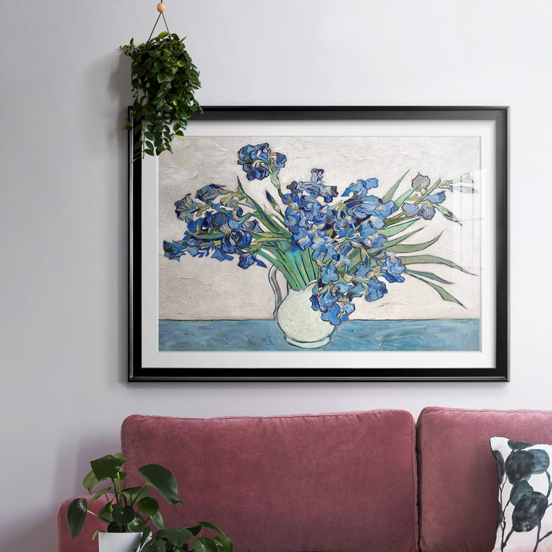 Blue Irises, impression sur papier encadrée, H 27 po x l 39 po x P 1,5 po, Noir