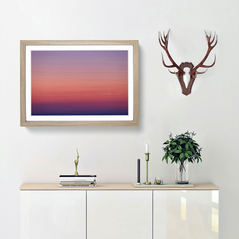Pink Horizon - Picture Frame Painting Print, 48cm H x 65cm W x 2cm D, Oak Framed