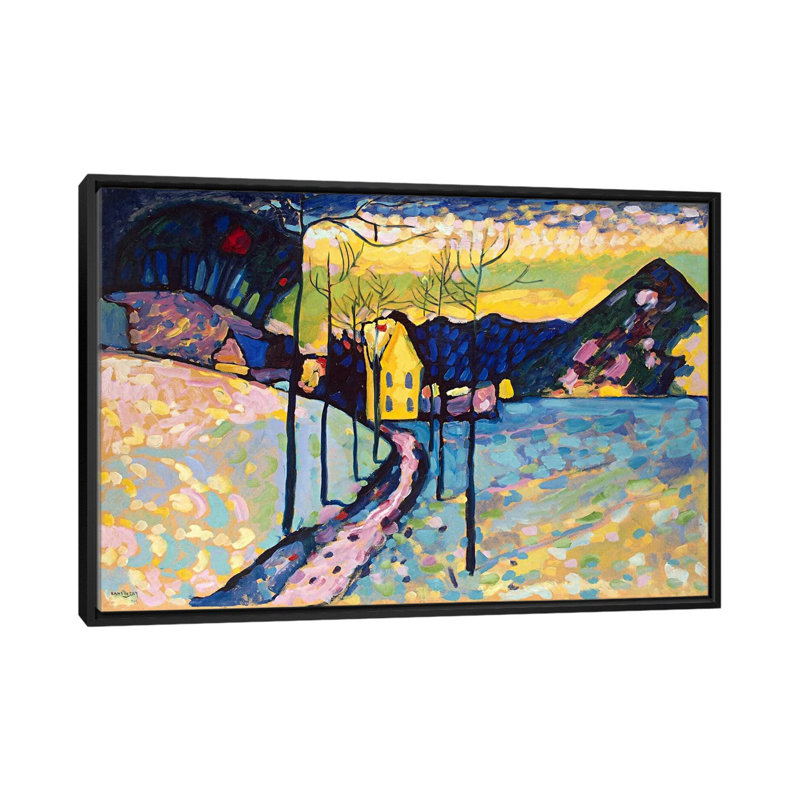 " Winter Landscape " by Wassily Kandinsky, 18" H x 26" W x 1.5" D, Black Framed Canvas, No Mat