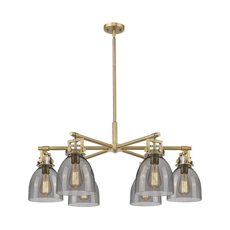 Gorlest - 6 Light Stem Hung Chandelier, Polished Nickel, Light Smoke