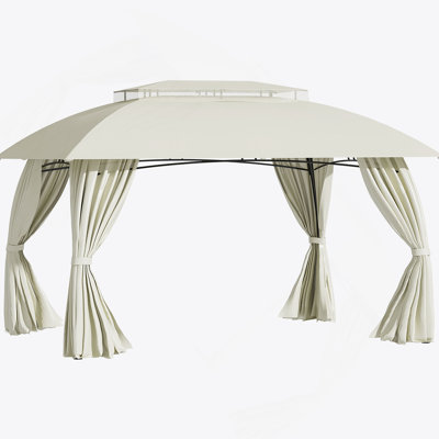10' X 13' Patio Gazebo Canopy, Double Vented Roof, Steel Frame, Curtain Sidewalls, Outdoor Sun Shade Shelter For Garden, Lawn, Backyard, Deck