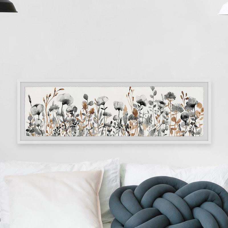 Champ de fleurs grises-reproduction de photo encadrée sur papier, H 10 po x l 30 po x P 1,5 po