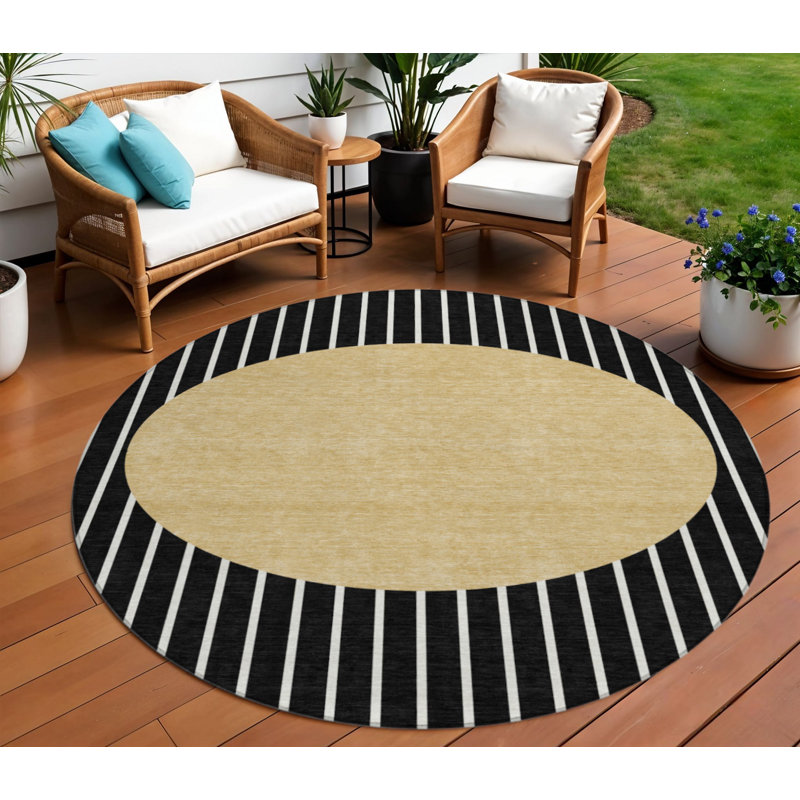 Tapis noir rond 8 po