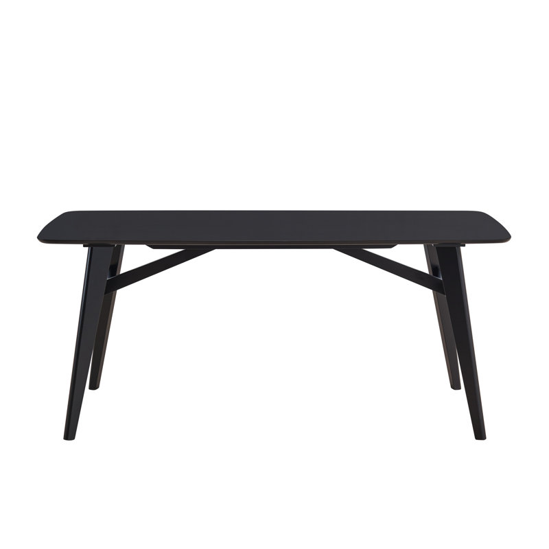 Table de salle à manger fixe noire avec placage en bois d'hévéa Limite de poids de 35 po de profondeur 71 po de largeur 30 po de hauteur 100 lb