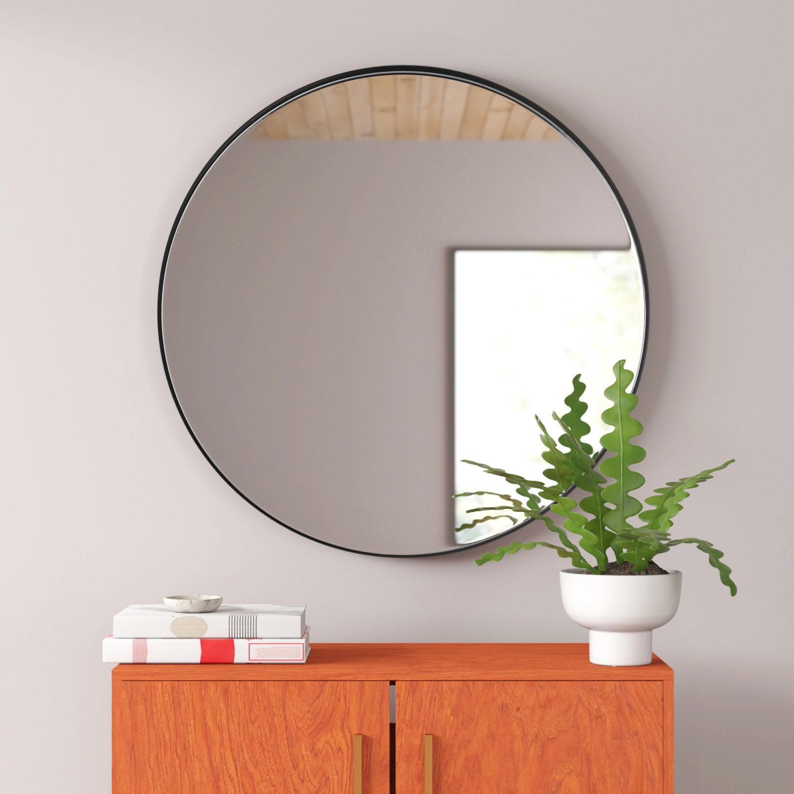 Lansing 36" Stainless Steel Mirror, Brushed Black Stainless Steel