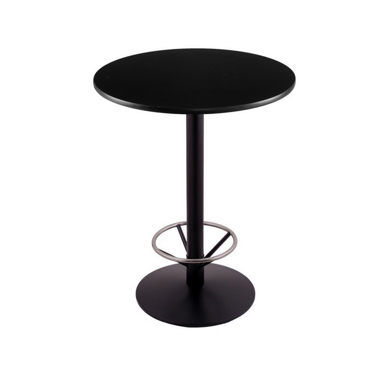 Mahogany Laminate Round Bar Height Table with Foot Ring