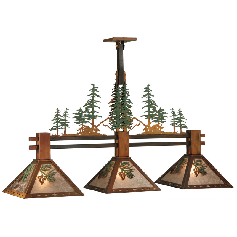 Luminaire suspendu linéaire pour îlot de cuisine 3 lumières Winter Pine
