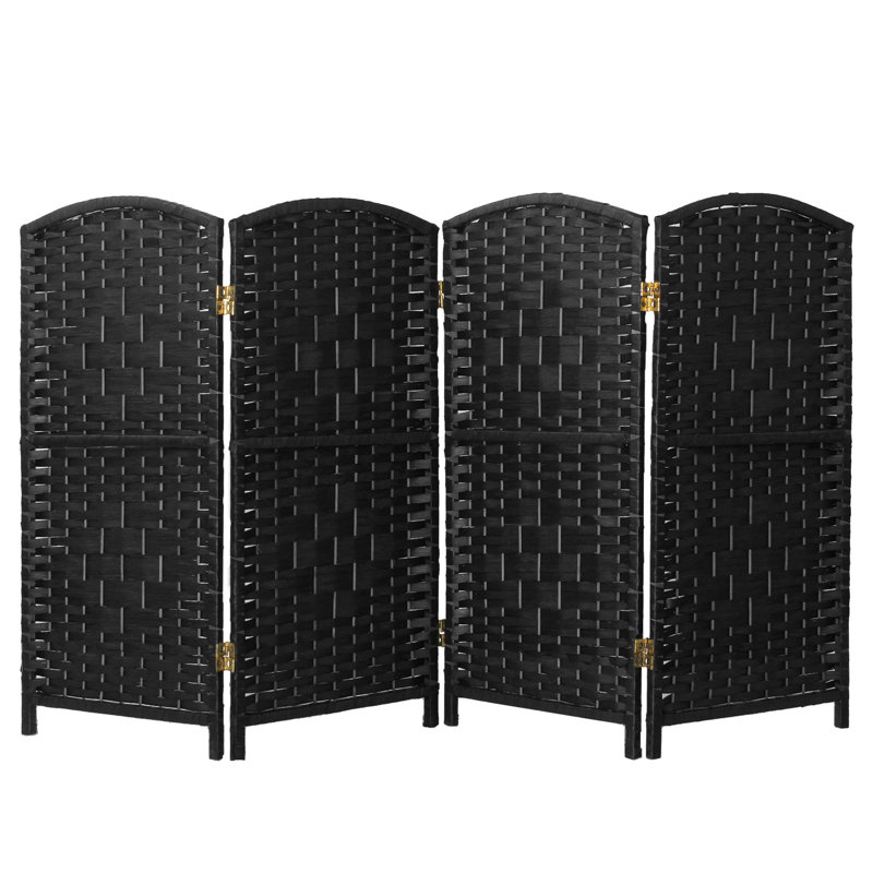 2 Ft. Tall Diamond Weave Fiber Room Divider - Dark Mocha - 8 Panel, Black, 4, 2 ft