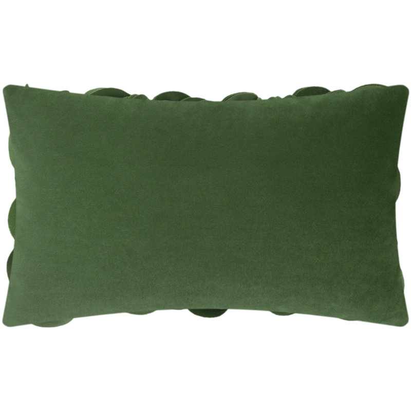 Housse de coussin brodée, Rectangle H 12 po x l 20 po, Vert gazon - velours