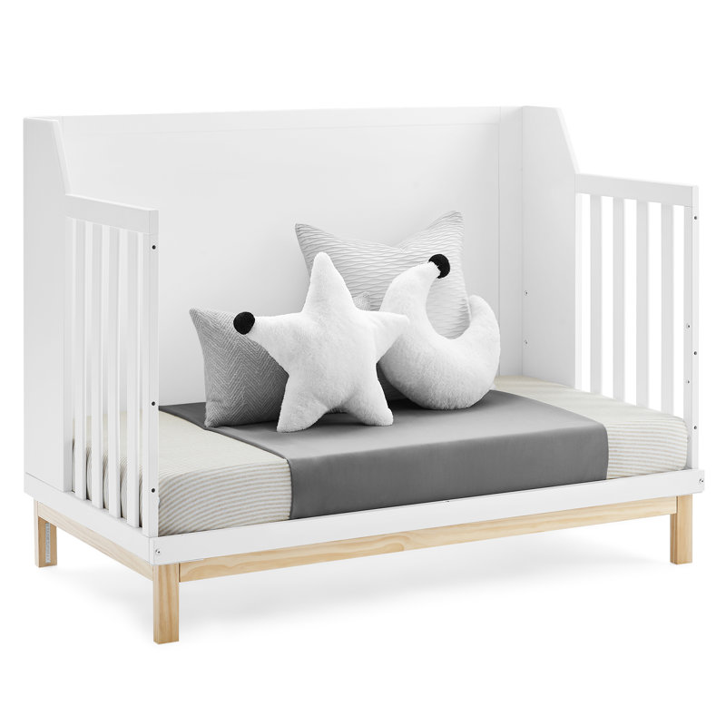 Bianca White and Natural Pine 6-in-1 Convertible Crib