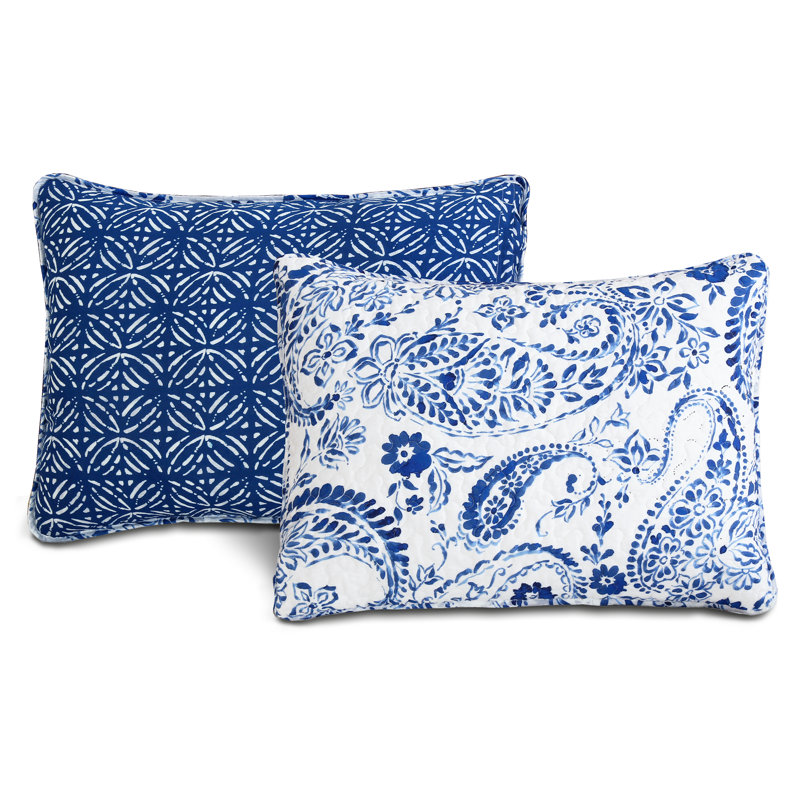 Erindale Navy Blue Cotton Reversible King Quilt Set