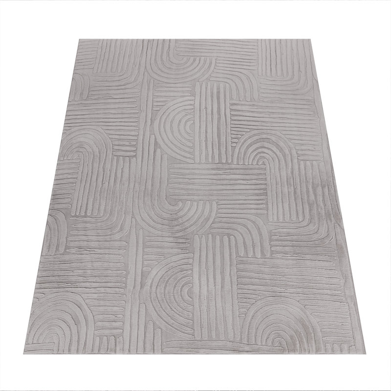 Lelystad Geometric Area Rug, Rectangle 120cm x 160cm, Light Grey