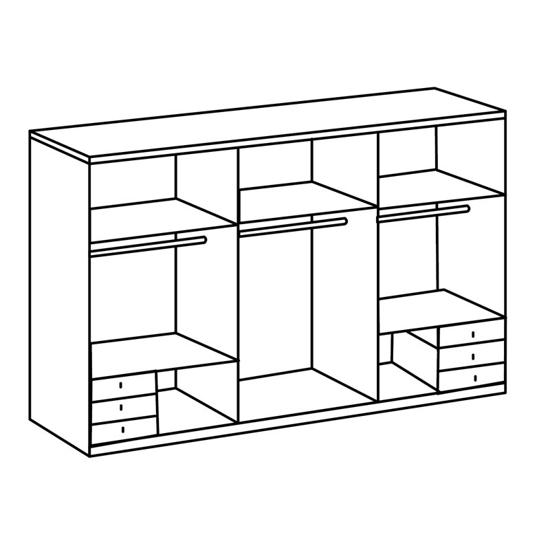 Berngar 3 Door Manufactured Wood Wardrobe, Plank Oak/Glass Grey