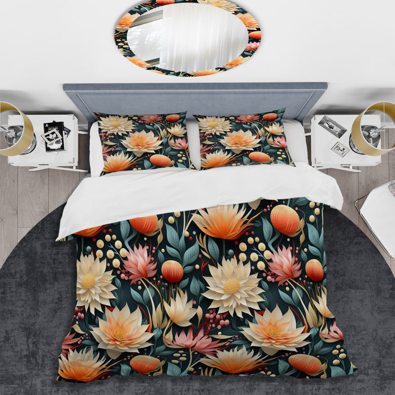 Ensemble de housse de couette à motif floral Coastal Dreams, Housse de couette pour très grand lit et 2 très