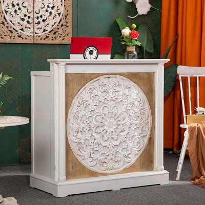 39.37" Brown+White Standard Solid Reception Desk