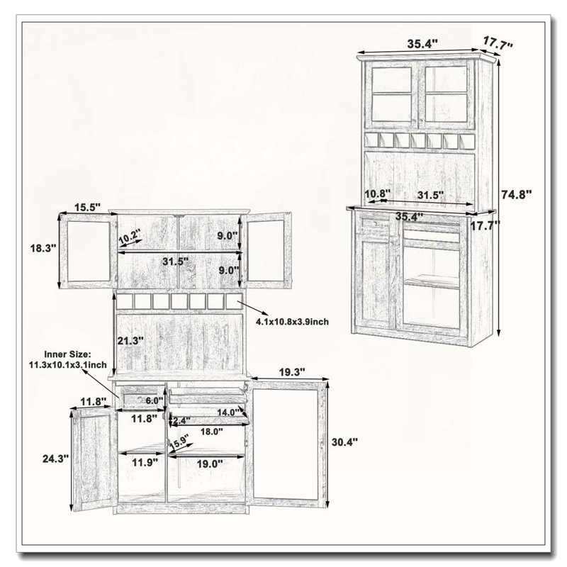 Armoire de cuisine Farmhouse, Bleu