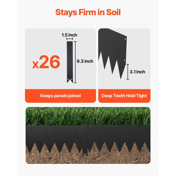 VEVOR Galvanized Steel Landscape Edging, 40 x 8 Inch Metal Edging for ...