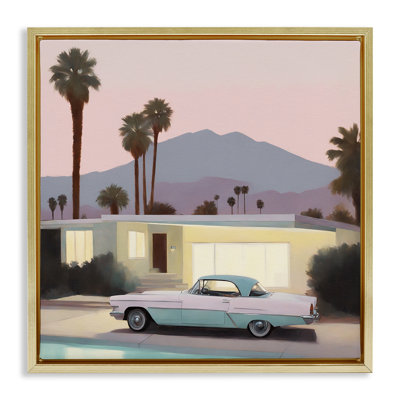 Art mural sur toile flottant, "Poolside Classic Car" par Noah Bay