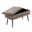 Banc de rangement FlowLuxe en tissu brun moka contemporain avec pieds en métal noir mat