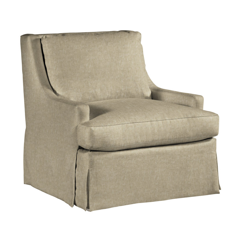 Fauteuil à housse en lin de 35 po de large Royce, Crème de palme