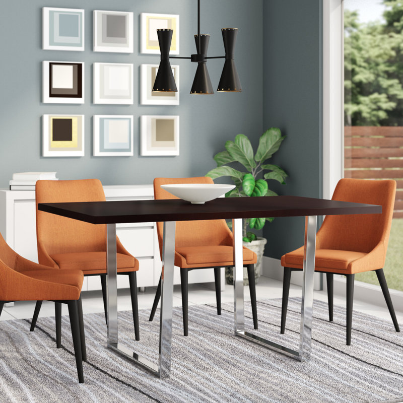 Dacian Dining Table, 60" Rectangular, Kitchen, Dining Room, Metal, Laminate, Silver 