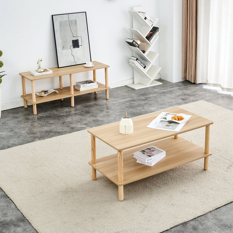 Table de salon Modern, H 18,21 po x L 38,44 po x l 19,71 po, Bois robuste