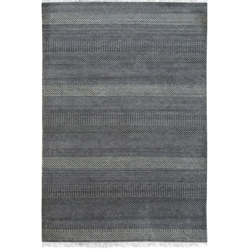 Hand Knotted Wool Area Rug in Gray