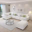 Canapé modulaire en forme de U de 127 po avec repose-pieds blanc - ports USB / Type-C, aménagement convertible, mousse haute densité et structure en bois massif-1847219780