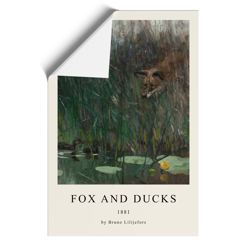 Fox Stalking Ducks 1 Piece Painting, 59cm H x 42cm W x 0.1cm D