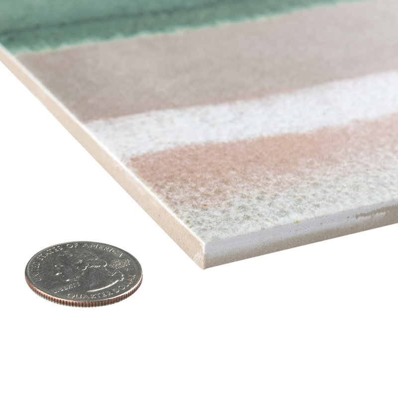 Carreau de sol et de mur en porcelaine aspect pierre 6 po x 6 po Matter Canvas, Taupe / vert