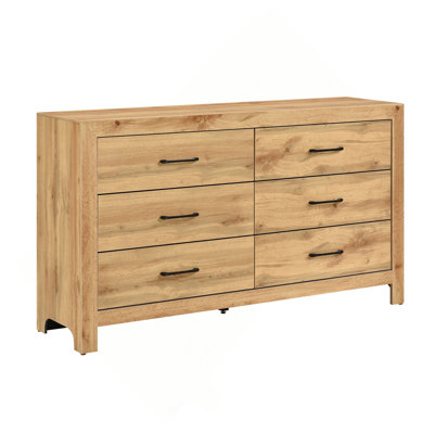 Armoire de rangement rustique en bois avec commode 6 tiroirs