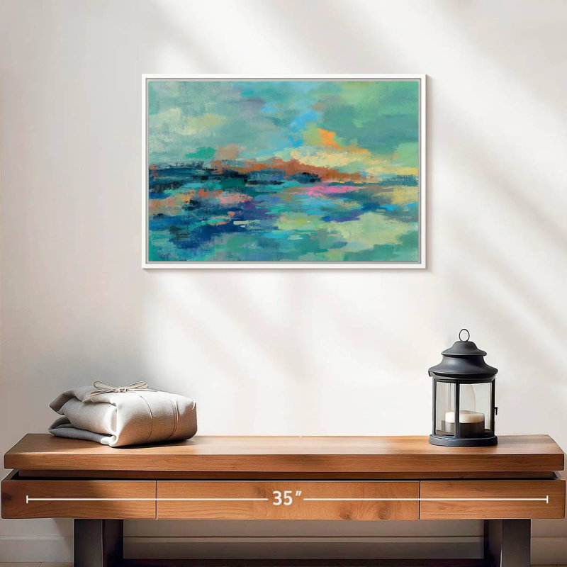 Été bord de mer Luper, 19 po x 13 po, Cadre flottant blanc
