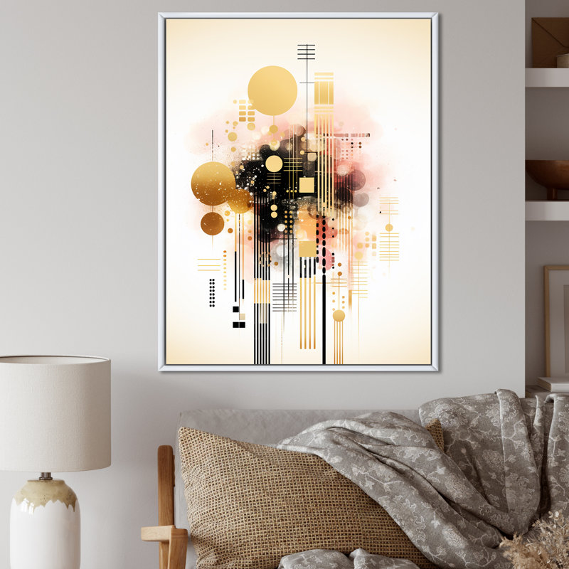 Formes géométriques roses élégantes sur toile, Cadre flottant blanc, 40" H x 30" W