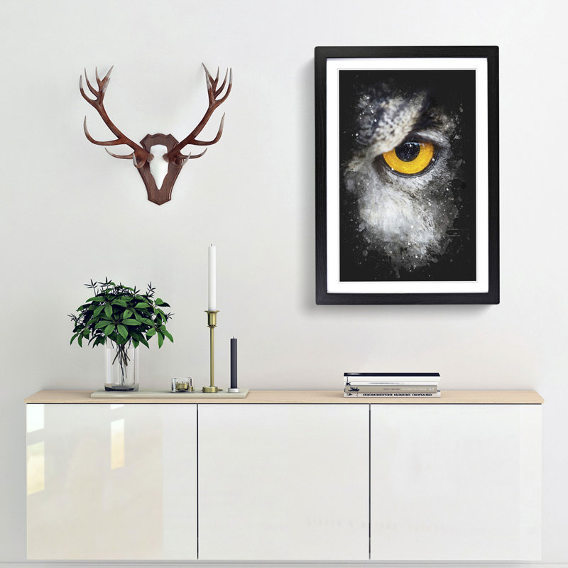 Eye of an Owl - Framed Print, 33cm H x 24cm W x 2cm D, Black Framed