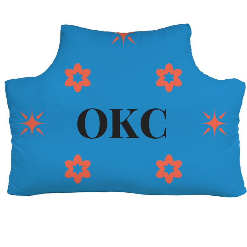 Tête de lit simple Oklahoma City , Bleu / Noir / Orange, Rectangulaire H 29,5 po x l 59,5 po