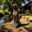 Statue de chien de chasse assis en bronze vintage, sculpture de chien de chasse en résine de 74 cm (29 pouces) pour décoration de style campagnard et western