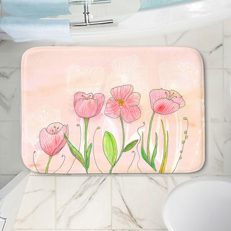 Tapis pour salle de bain à fleurs antidérapantes Catherine Holcombe, H 1 po x l 34 po x L 21 po