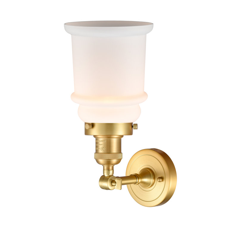 Galaviz Dimmable Bath Sconce, 6 Watt Vinage LED Bulb, Matte White Cased, Satin Gold