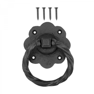 Black Wrought Iron Ring Cabinet Pulls Flower Style Drawer Pulls Rust Resistant