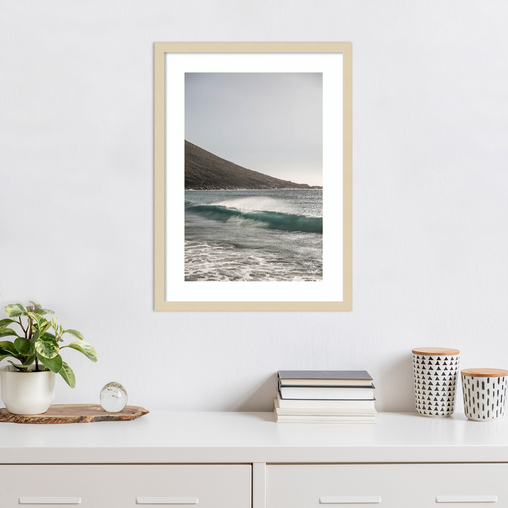 Sandy Bay Beach by Shot by Clint Wood Framed Wall Art Print, Brown , 25" H x 19" W