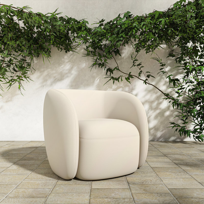 Chaise d'appoint d'extérieur Millen, Tissu performance natté crème