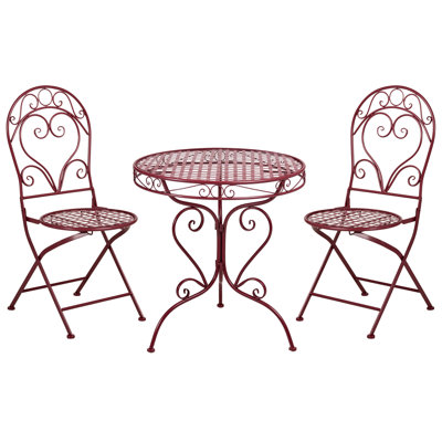Bistro Set ALBINIA Metal Burgundy